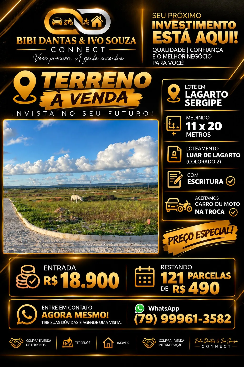 Foto 1 de Terreno à venda no Loteamento Luar de Lagarto