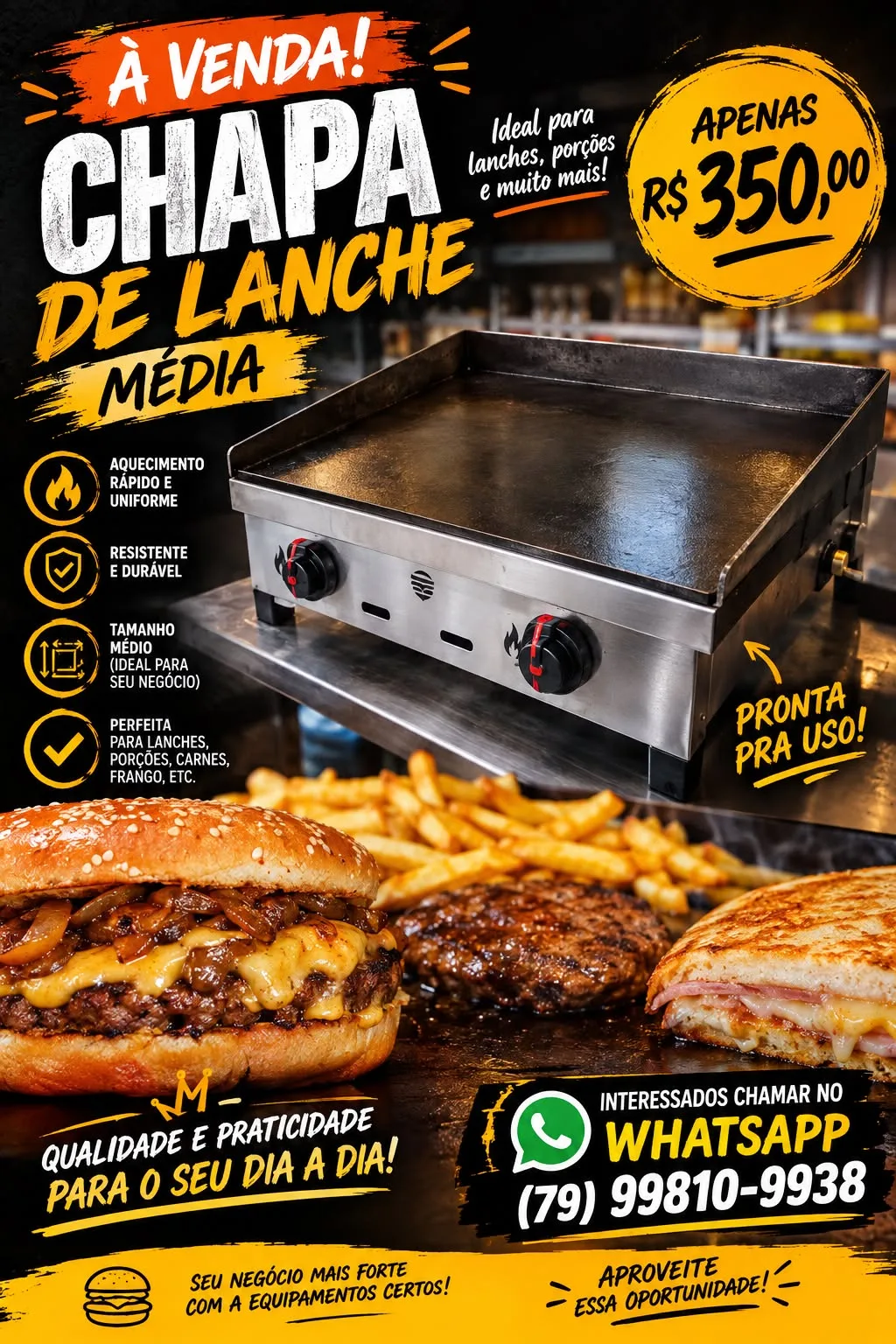Foto 1 de Chapa de lanche média à venda