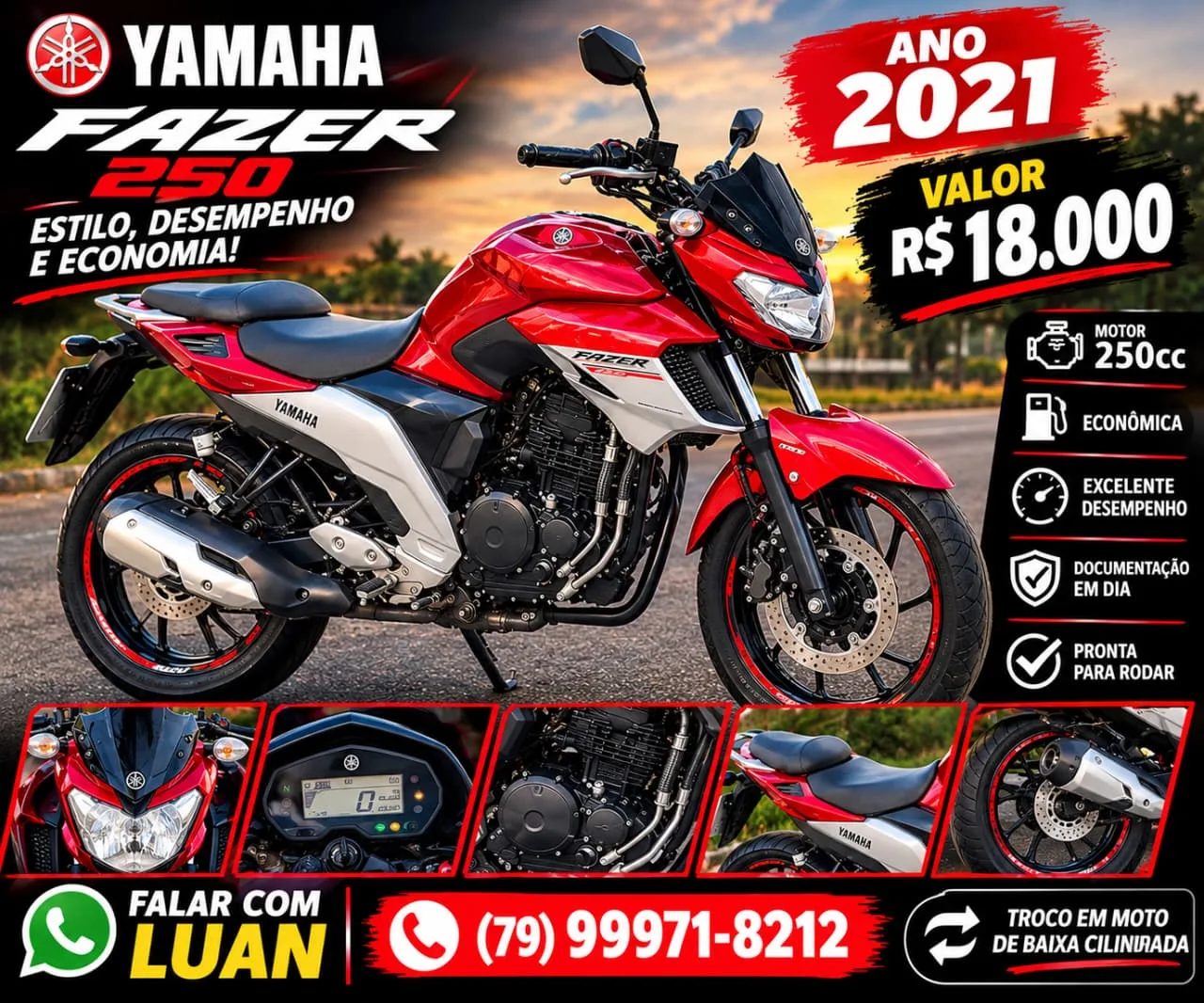 Foto do anúncio Yamaha Fazer 250 Ano 2021