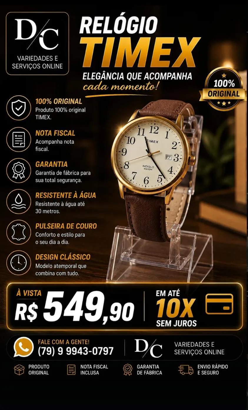 Foto 1 de Relógio Timex com pulseira de couro