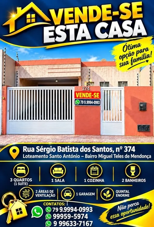 Foto do anúncio Casa à venda no Bairro Miguel Teles de Mendonça em Itabaiana