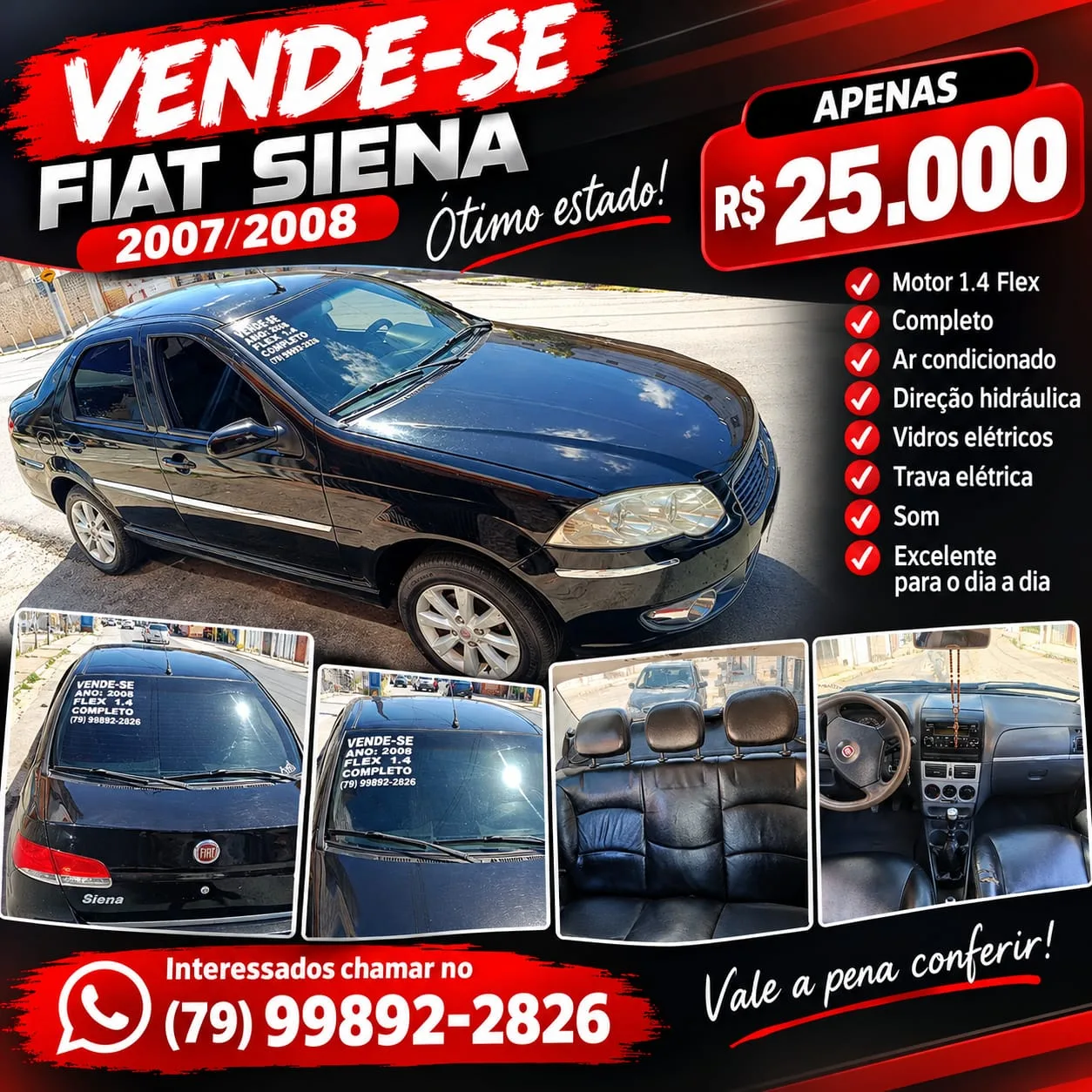 Foto 1 de Fiat Siena 1.4 Flex Completo 2007/2008 à venda