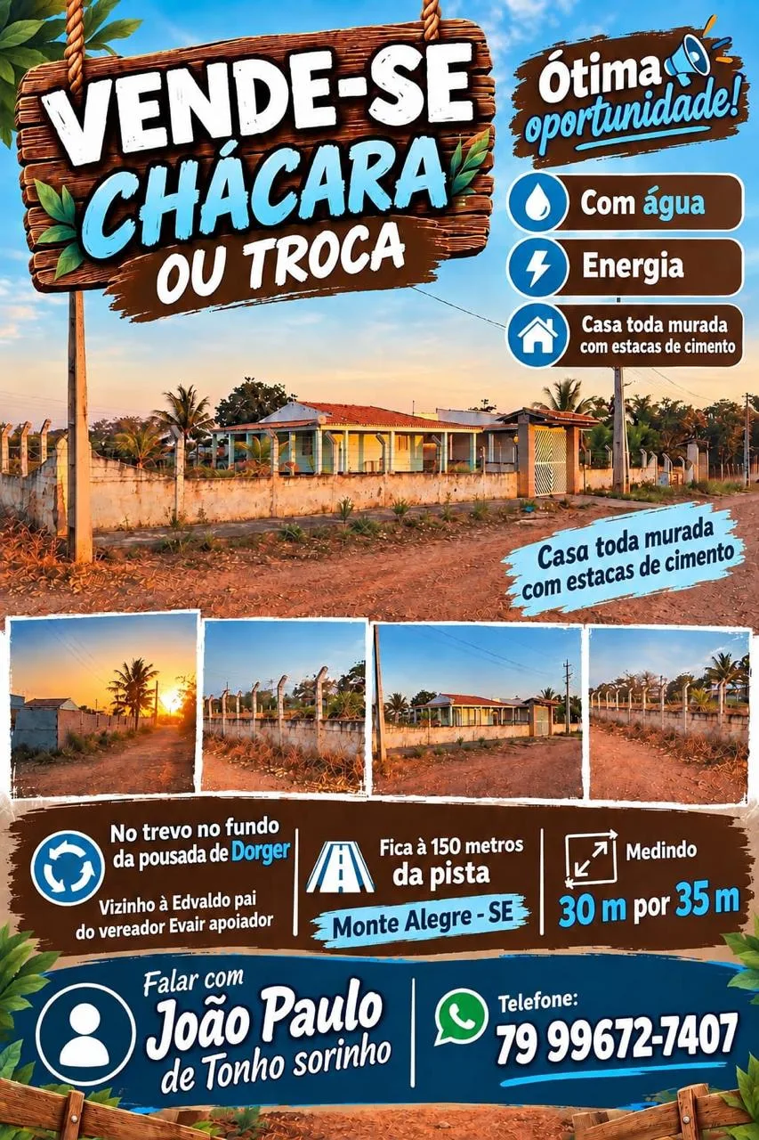 Foto do anúncio Vende-se ou Troca Chácara em Monte Alegre - SE