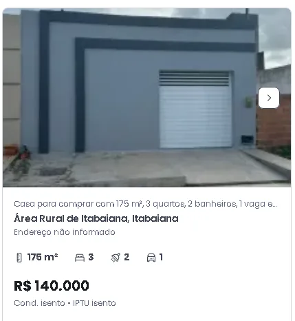 Foto 1 de Casas à venda em Itabaiana