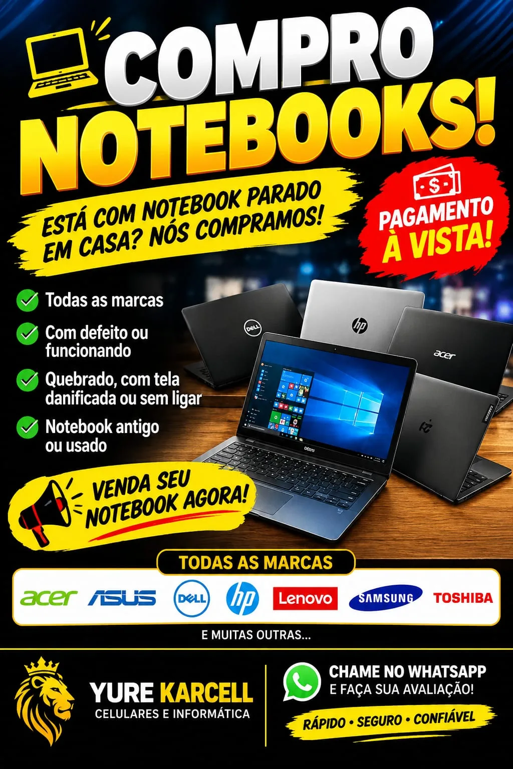 Foto 1 de Compro Notebooks Usados ou com Defeito