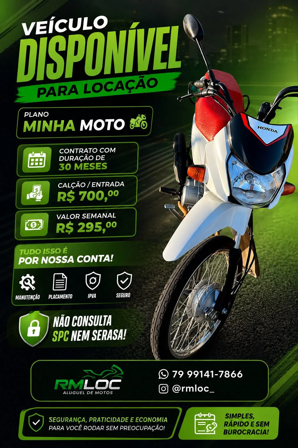 Foto 1 de Locação de Moto Honda - Plano Minha Moto RMLoc