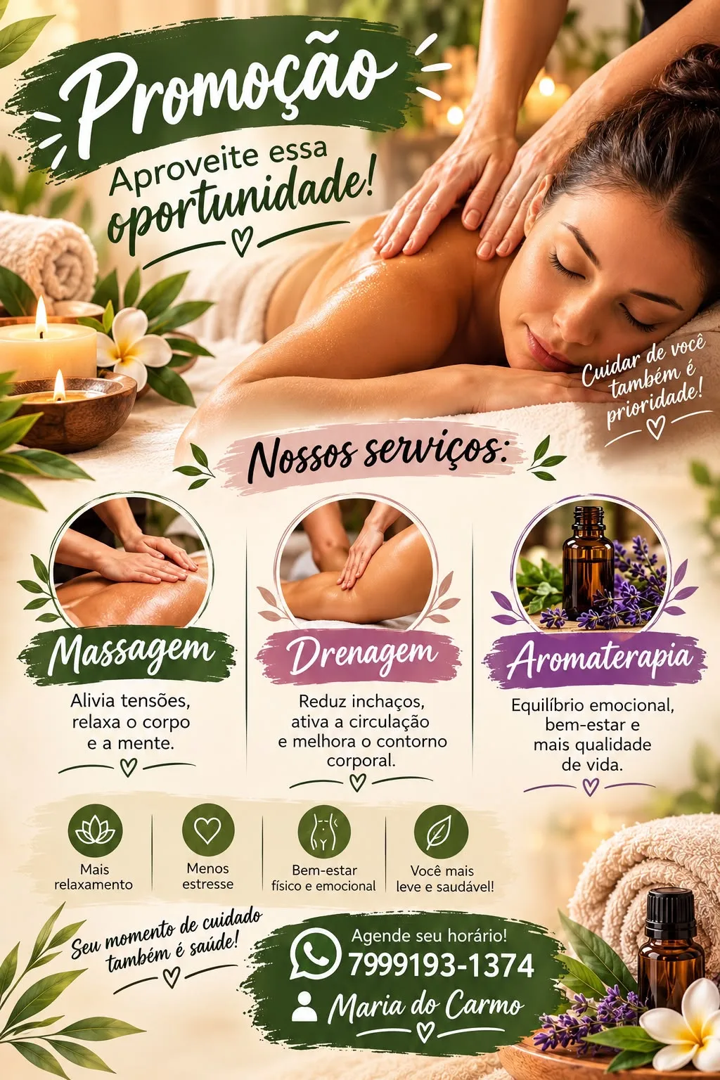 Foto 1 de Serviços de Massoterapia, Drenagem e Aromaterapia - Maria do Carmo