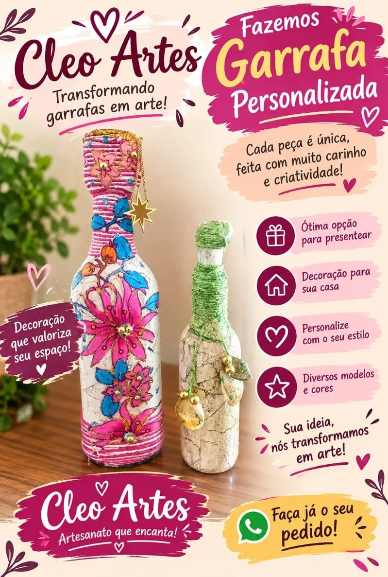 Foto 1 de Garrafas Personalizadas Decorativas - Cleo Artes