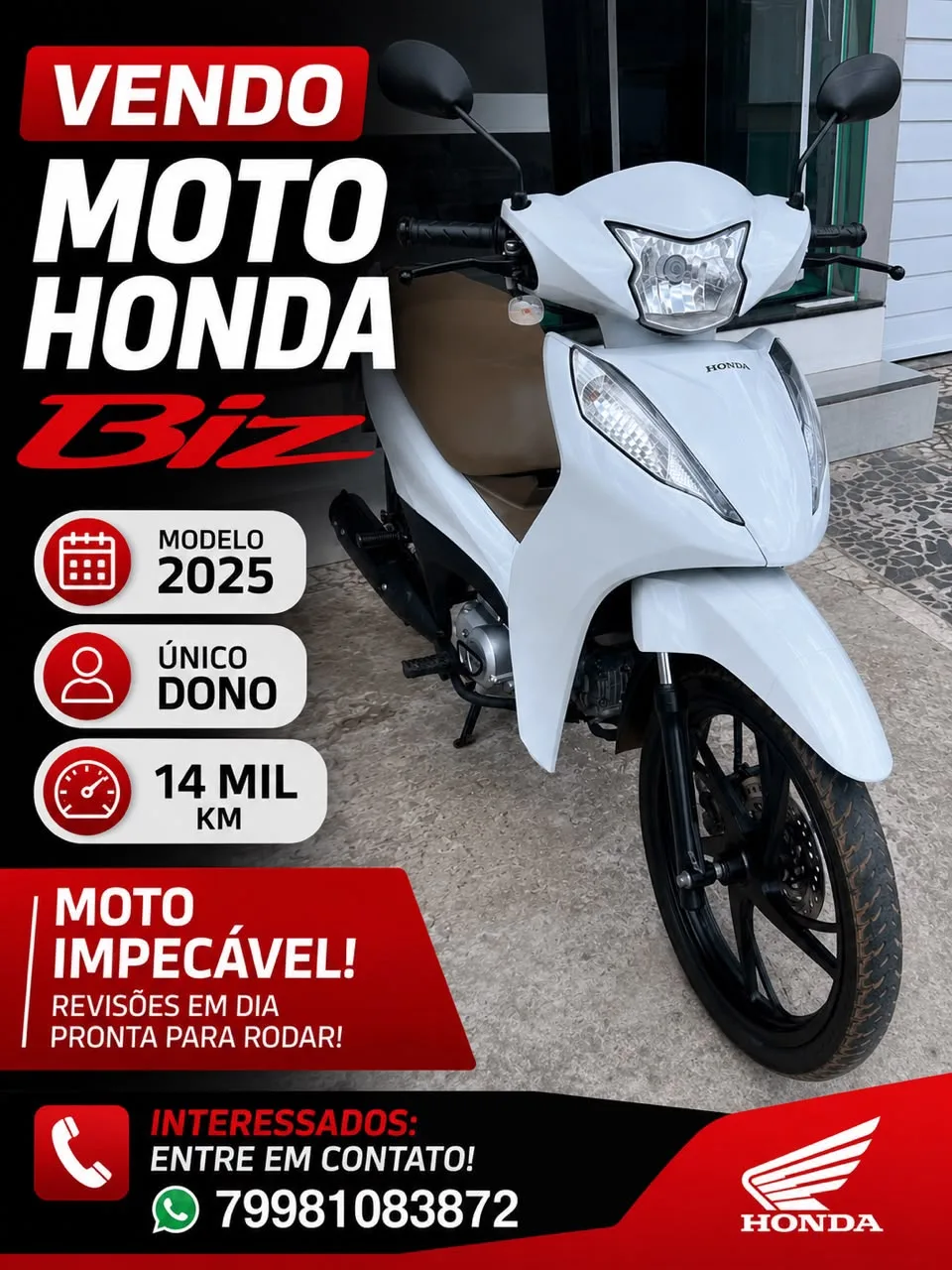 Foto 1 de Moto Honda Biz 2025 à venda