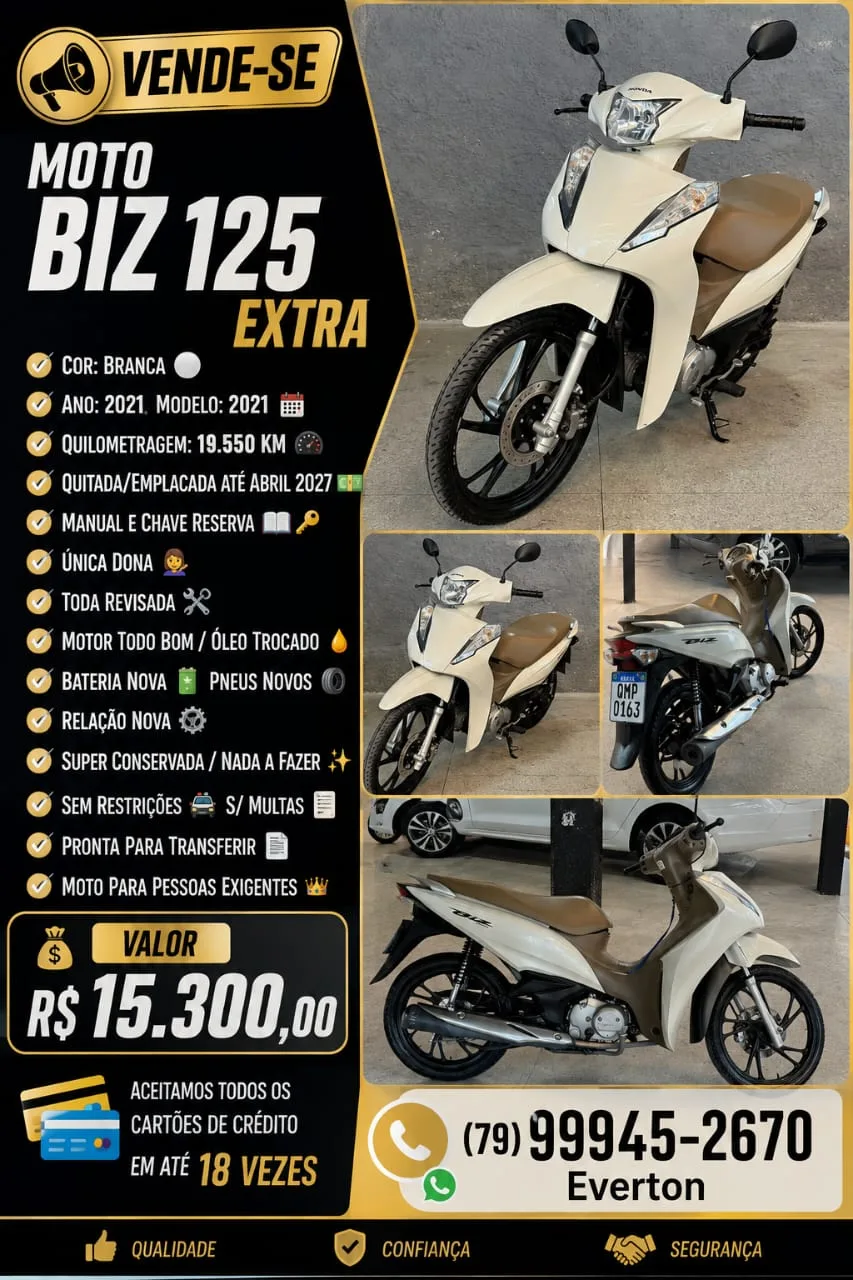 Foto do anúncio Moto Honda Biz 125 2021 à venda