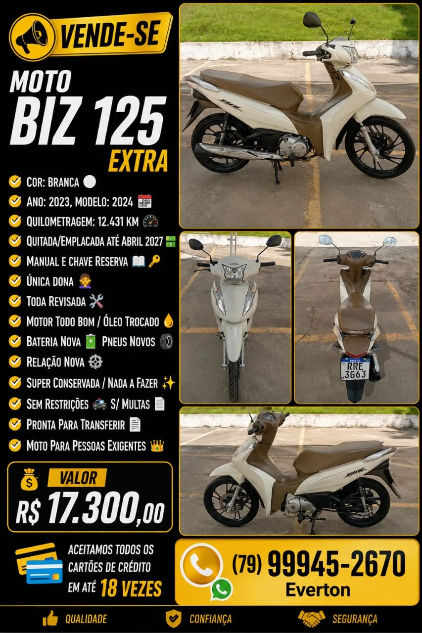 Foto do anúncio Moto Biz 125 Extra 2023/2024 à venda