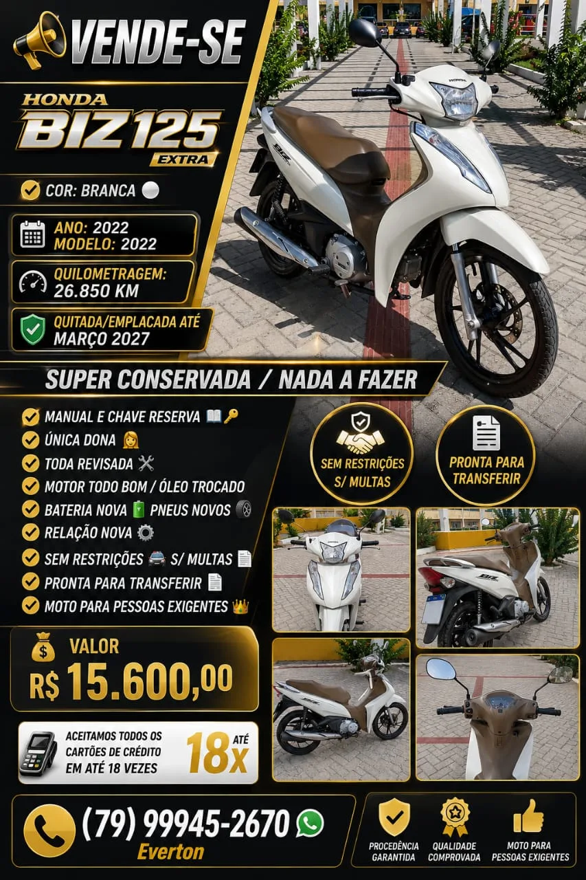 Foto 1 de Honda Biz 125 2022 à venda